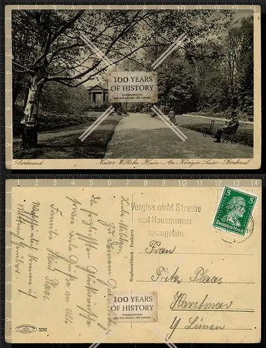 Orig. AK Dortmund Kaiser Wilhelm Hain Königin Luise Denkmal gel. 1927