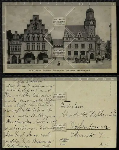 Orig. AK Dortmund Marktplatz Rathaus Sparkasse