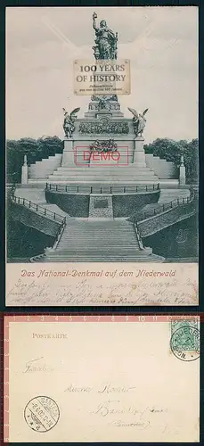 Orig. AK Das National-Denkmal auf dem Niederwald Rheintal Taunus gel. 1902