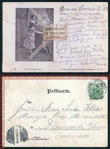 Orig. AK Gruß aus Gronau in Hannover Liebesbotschaft gel. 1898