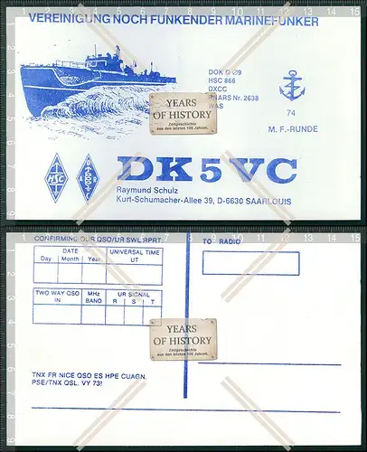 QSL Amateurfunk Karte Marine DEU Russ. FRA .Dänemark u.a amateur radio card ha