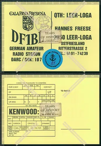 QSL Amateurfunk Karte Marine DEU Russ. FRA .Dänemark u.a amateur radio card ha