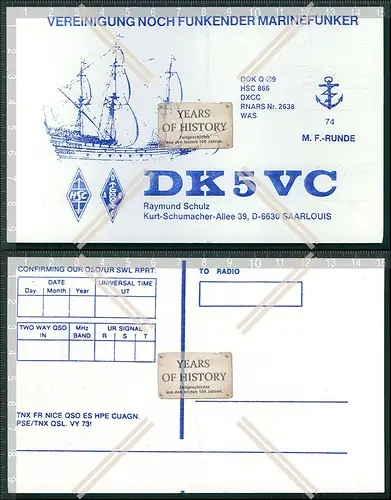 QSL Amateurfunk Karte Marine DEU Russ. FRA .Dänemark u.a amateur radio card ha