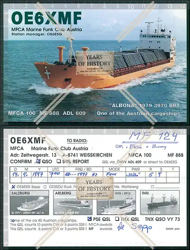 QSL Amateurfunk Karte Marine DEU Russ. FRA .Dänemark u.a amateur radio card ha