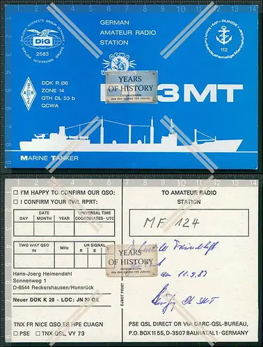 QSL Amateurfunk Karte Marine DEU Russ. FRA .Dänemark u.a amateur radio card ha