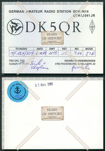 QSL Amateurfunk Karte Marine DEU Russ. FRA .Dänemark u.a amateur radio card ha