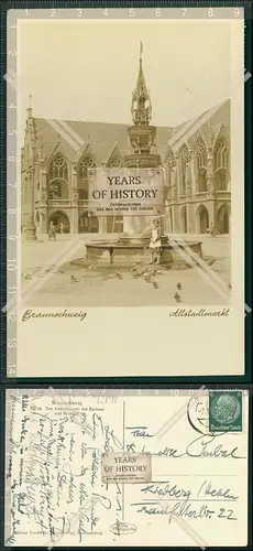 Foto AK Braunschweig Altstadt Brunnen Markt 1940 gelaufen