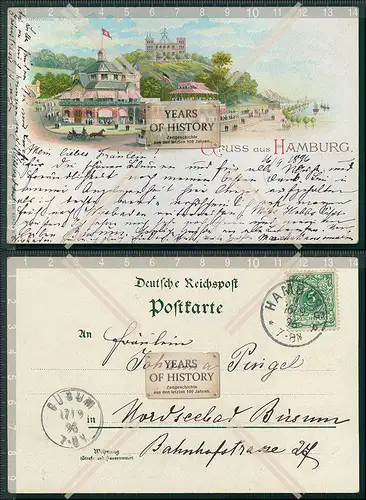 AK Litho Vorläufer Hamburg Fährhaus St. Pauli gelaufen 1896  