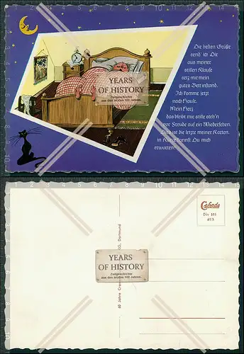 AK Die besten Grüße send... Scherz Satire im Bett liegen und schlafen 