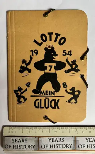 alte Werbung Bär Mappe Lottoscheine - Lotto mein Glück - Berliner Mappen Fabrik