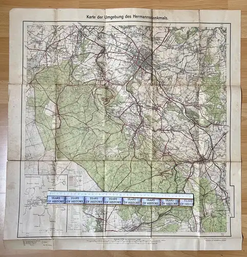 Karte 1922 Umgebung Hermannsdenkmal Detmold Hiddesen Pivitsheide Spork Lippe