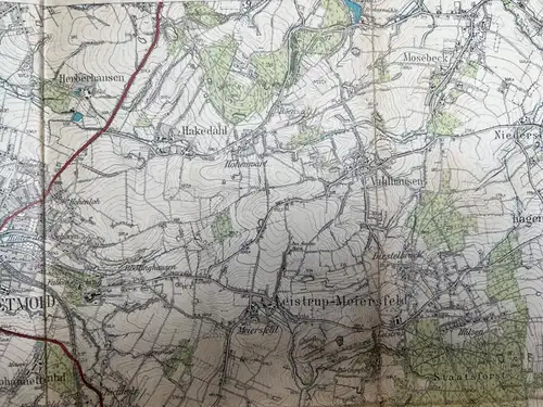 Karte 1922 Umgebung Hermannsdenkmal Detmold Hiddesen Pivitsheide Spork Lippe