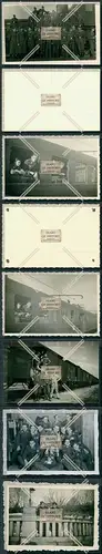 Foto 6x Soldaten Luftwaffe mit Zug Bahn Bahnhof zur Front 1940-41