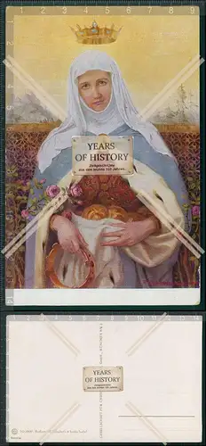 AK Künstler Frau im Gewand mit Krone Bötchen im Korb Ansichtskarte Postkarte 