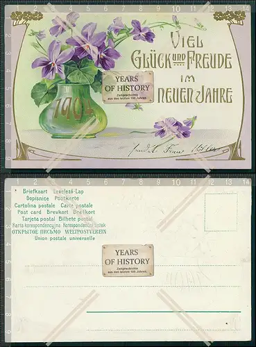 AK Künstler Vase mit den Jahr 1904 Blumen Ansichtskarte Postkarte verschiedene