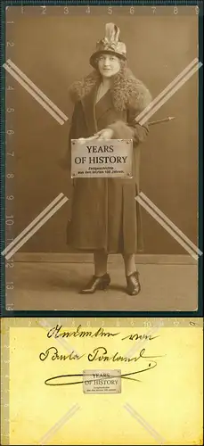 Orig. Foto AK 1916 feine Dame mit Spazierstock Porta Westfalica Minden