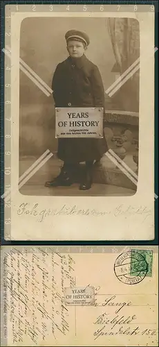 Orig. Foto AK junger Mann Fotostudio 1914 Wittekindsburg Porta Westfalica Minde