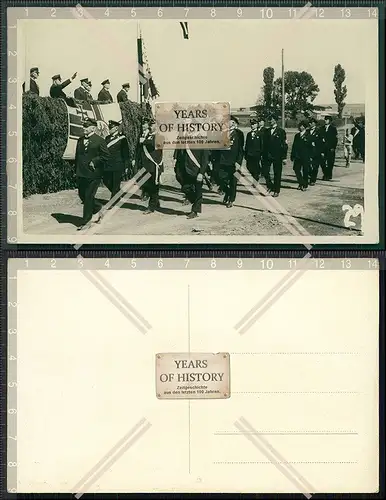 Orig. Foto AK Veteranen 1930 Umzug Marsch Feier