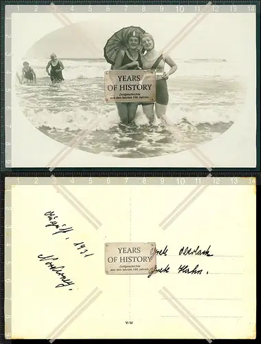 Orig. Foto Strand junge Damen Badeanzug Norderney 1931