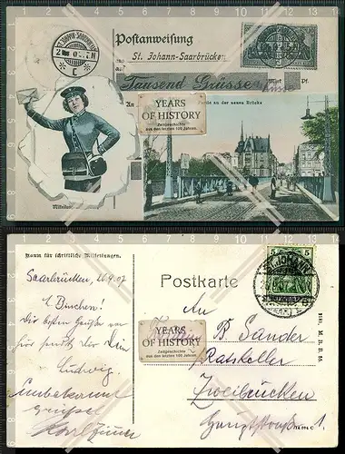 Orig. AK Saarbrücken Saarland gel. 1907