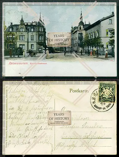 Orig. AK Kaiserslautern Eisenbahnstraße gel. 1909