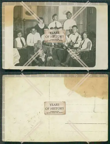 Orig. Foto AK Musikabend mit Geige Gitarre uvm. 1920