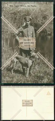 Orig. AK Prinz August Wilhelm von Preußen mit Hund auf Jagd