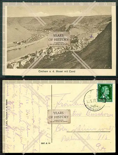 Orig. AK Cochem an der Mosel mit Cond 1927 gelaufen