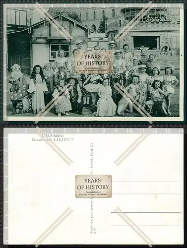Orig. AK C. H. Schäfers Zirkus Stadt Liliput 1936 Kleinwüchsige Schausteller 