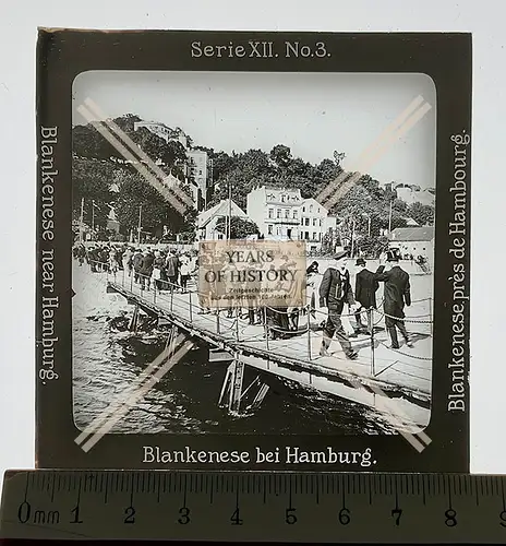 Orig. Glas Dia Negativ 8x8cm ca.1890-10 Hamburg Blankenese Elbe