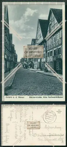 AK Rinteln Weser Bäckerstraße Fachwerkhäuser 1944 Feldpost gelaufen