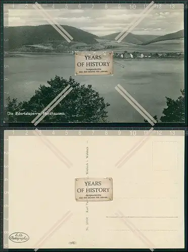 Foto AK Herzhausen Vöhl Edertalsperre See mit Dorf Ansicht 1933