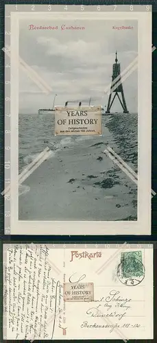 Orig. AK Nordseebad Cuxhaven Dampfer Schiff Kugelbaake Prägedruck im Rahmen ge