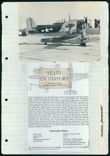 Foto Druck Datenblatt Flugzeug airplane aircraft Curtiss SC Seahawk war ein US-a