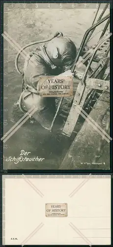 Foto AK 1.WK der Schiffstaucher Taucht Kriegsschiff kaiserliche Marine 1916