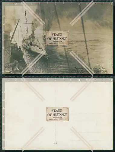Foto AK 1.WK Kriegsschiffe Deutsche Minensucher in den vereisten Gewässern an 