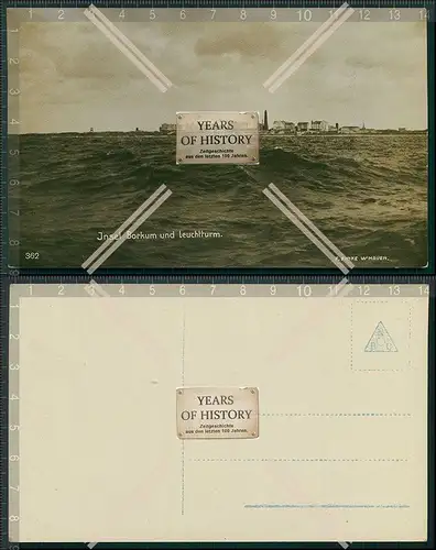 Foto AK 1.WK Insel Borkum mit Leuchtturm 1916 Foto Finke Wilhelmshaven