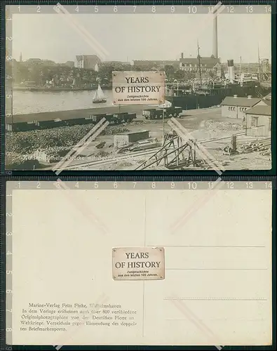 Foto AK 1.WK Wilhelmshaven Kaiser Wilhelm Brücke mit Seefliegerabteilung 1916