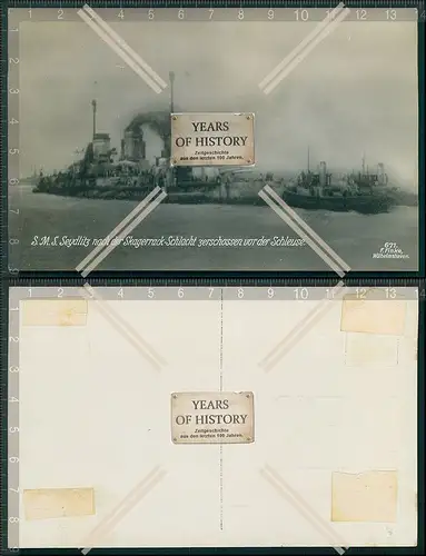 Foto AK 1.WK SMS Seydlitz nach der Skagerrak-Schlacht zerschossen vor Schleuse 