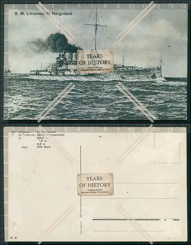 Foto AK 1.WK S.M.S. Helgoland Linienschiff der Kaiserlichen Marine SMS