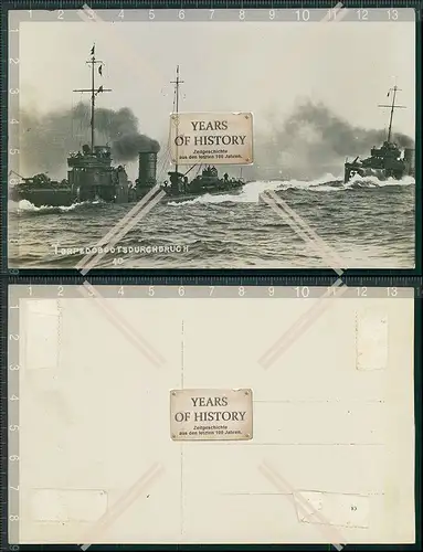 Foto AK 1.WK Torpedoboote durchbrechen feindliche Linien 1916