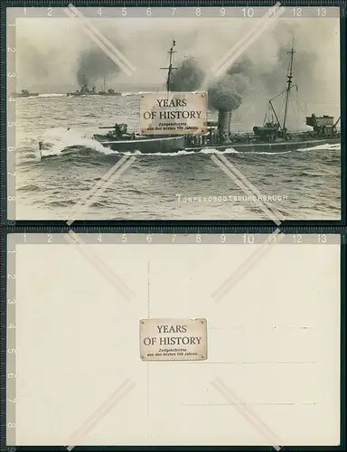 Foto AK 1.WK Torpedoboote durchbrechen feindliche Linien 1916