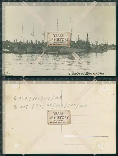 Foto AK 1.WK II. Flottille im Hafen von Liebau