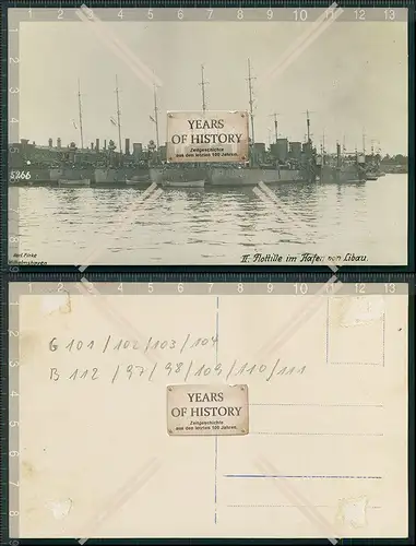 Foto AK 1.WK II. Flottille im Hafen von Liebau 