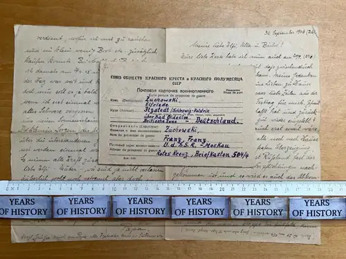Gefangenenpost DRK Brief POW UDSSR Moskau n. Itzstedt Oldesloe Fam Zuchowski B23