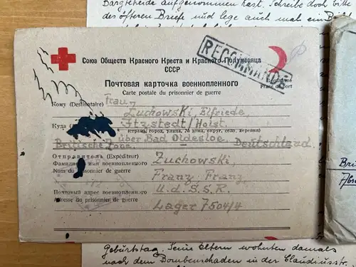 Gefangenenpost DRK Brief POW UDSSR Moskau n. Itzstedt Oldesloe Fam Zuchowski B10
