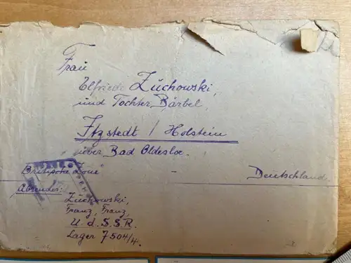 Gefangenenpost DRK Brief POW UDSSR Moskau n. Itzstedt Oldesloe Fam. Zuchowski B3