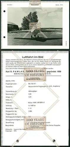 Orig. 21x15cm Hochglanz Datenblatt Flugzeug Me 163 B-1 airplane aircraft