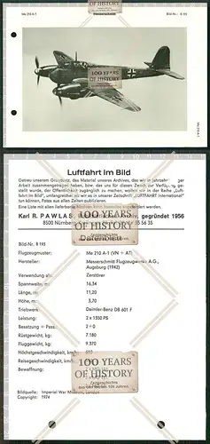 Orig. 21x15cm Hochglanz Datenblatt Flugzeug Me 210 A-1 airplane aircraft