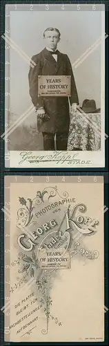 CDV Foto Junger Mann mit Hut Atelier Kopp Stade bei Hamburg um 1895